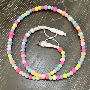 Pastel Beaded Charging Cable 2-in 1 Multi Connector Tangle Resistant